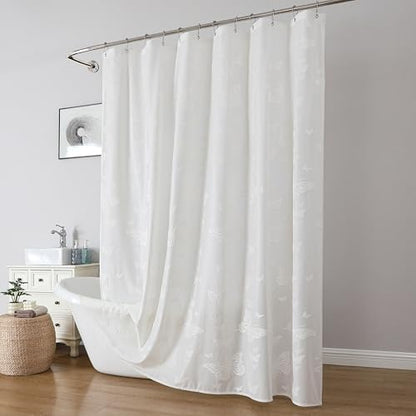 Onalasyc White Butterfly Shower Curtain,Lace Sheer Shower Curtain,72x72in