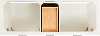 ARIEL Bristol 60-inch Bathroom Vanity with Sink,Solid Wood, 1.5-inch Pure White Quartz Countertop & Backsplash, Double Rectangular Porcelain Sink, 4 Soft Closing Doors, 3 Dovetail Drawers, White