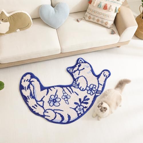TRUEDAYS Cute Cat Bath Mat, Funny Bathroom Rugs for Cat Lovers