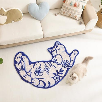 TRUEDAYS Cute Cat Bath Mat, Funny Bathroom Rugs for Cat Lovers