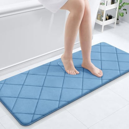 OLANLY Memory Foam Bath Mat 47x20, Ultra Soft and Absorbent Bathroom Rugs