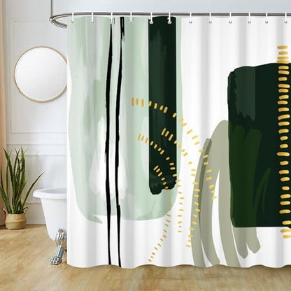 Mid Century Green Shower Curtain for Bathroom 72x78 Inch