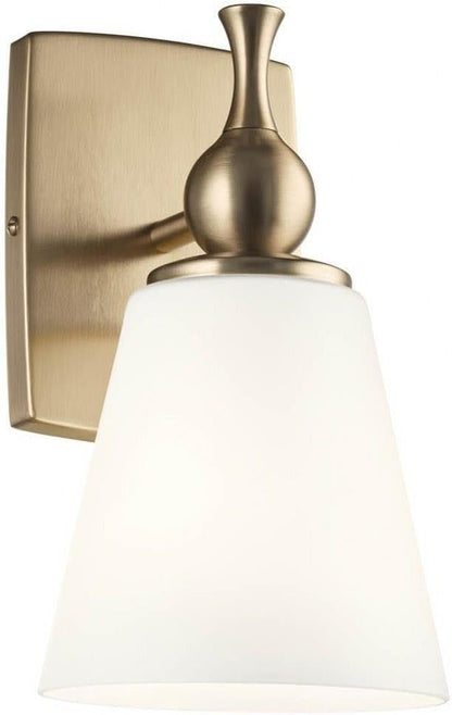 Kichler, Cosabella 6 Inch 1 Light Wall Sconce with Satin Etched Cased Opal Shade in Champagne Bronze, 55090