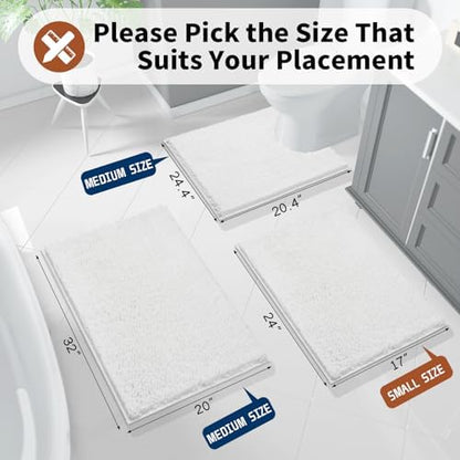 Yimobra Toilet Rugs U Shaped Washable - 24"x20" Non Slip Plush Contour Bath Rugs for Toilet - Super Soft Absorbent Quick Dry Toilet Mats for Bathroom,White