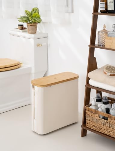 StorageWorks Toilet Paper Storage Basket with Bamboo Lid & Window