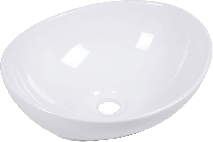 Mocoloo Oval Vessel Sink 16'' x 13'' Bathroom Sink Countertop Oval Shape Small Ceramic Bathroom Sinks White Porcelain Vanity Bowl Above Counter Art Basin
