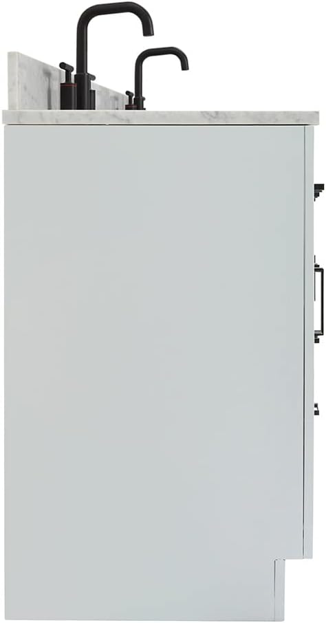 ARIEL Hepburn 60-inch Bathroom Vanity with Sink,Solid Wood, 0.75-inch Italian Carrara Marble Countertop & Backsplash, Double Oval Porcelain Sink, 4 Soft Closing Doors, 6 Dovetail Drawers, Grey