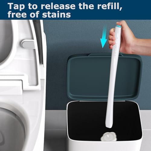 Disposable Toilet Brush: Toilet Bowl Brush and Holder Set with 40 Wand Refills, Upgraded Handle, 2X Cleaners, Toilet Cleaning System with Storage Caddy for Sink, Bathtub, Floor, Drain (Green)