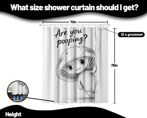 Extra Tall Shower Curtain XL are You Pooping Mushroom, 70 x 78 Inchs