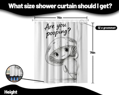 Extra Tall Shower Curtain XL are You Pooping Mushroom, 70 x 78 Inchs