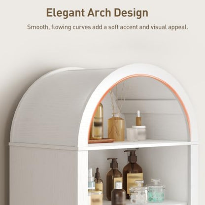 RALGEND 66" Tall Bathroom Storage Cabinet with Flip Drawer, Freestanding Storage Cabinet with Doors & Shelves,Arched Cabinets for Bathroom, Living Room, Kitchen, Laundry, White