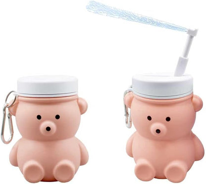 Cute Portable Bidet for Kids, Lovely Baby Bidet Spray Bottle, 300ml Compact Travel Size Camping Peri Bottle with Retractable and Angle-Adjustable Nozzle for Home, Outdoors, Camping & Travel Pink(1pc)