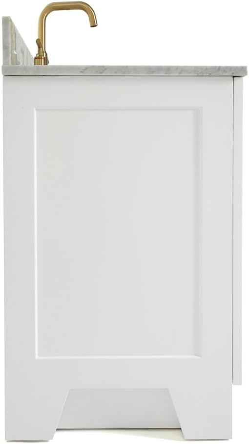 ARIEL Taylor 72-inch Bathroom Vanity with Sink,Solid Wood, 0.75-inch Italian Carrara Marble Countertop, Double Rectangular Porcelain Sink, 4 Soft Closing Doors, 6 Dovetail Drawers, White