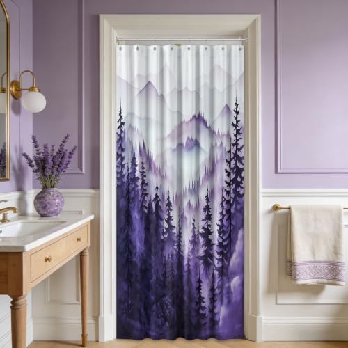 Dark Purple Forest Stall Shower Curtain, 54X72 in Narrow Small, Mountain