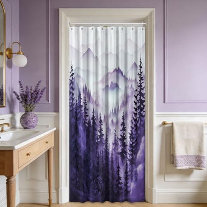 Dark Purple Forest Stall Shower Curtain, 54X72 in Narrow Small, Mountain