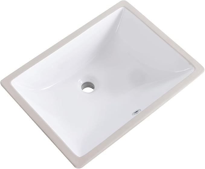 21 Inch Undermount Bathroom Sink White Ceramic Rectangular Under Counter Bathroom Sink for Cabinet Porcelain Vanity Sinks,Overflow Type (20.4"x15.0")