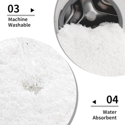 Disolla White Bathroom Rug 17x24 - Non-Slip Plush Small Bath Mat, Highly Absorbent & Ultra Soft Fluffy Floor Mat, Machine Washable for Shower and Tub