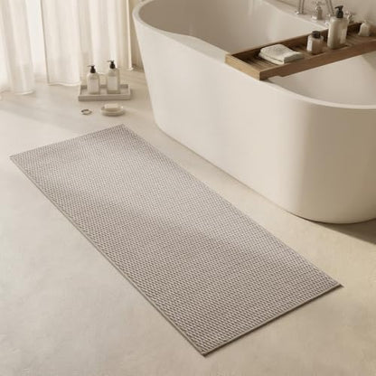Triohero Bathroom Runner Rug, Long Bath Mat Washable Thin Quick Dry Low Pile Bathroom Runner Rugs 24 x 60 Non Slip, Beige 24"x60"