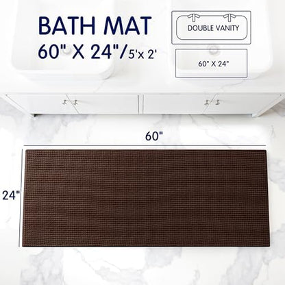 SUBRTEX Bathroom Rugs, 24" x 60" Chenille Bath Rug Soft Short Plush Bath Mat Soft Shower Mat Water Absorbent Shower Mat Quick Dry Machine Washable, Chocolate