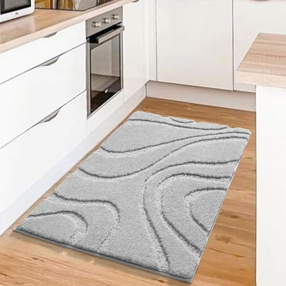 DEXDE Bathroom Rugs 20x32 Non Slip Bath Mats for Floor Shower Tub Grey