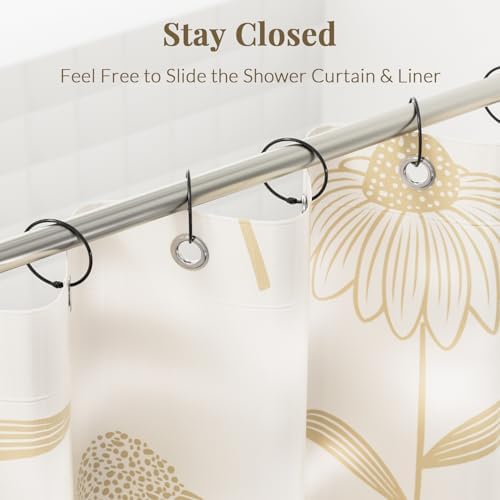 Bathway Shower Curtain Rings, Bathway Shower Curtain Hooks, Black Shower Curtain Rings Rust Proof, Anti-Drop Shower Rings for Curtain, Shower Hooks for Shower Curtain Rod Bathroom Curtain Rings