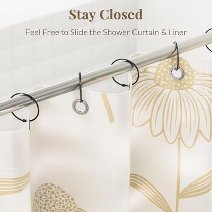 Bathway Shower Curtain Rings, Bathway Shower Curtain Hooks, Black Shower Curtain Rings Rust Proof, Anti-Drop Shower Rings for Curtain, Shower Hooks for Shower Curtain Rod Bathroom Curtain Rings