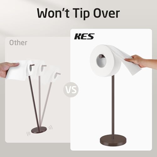 KES Bronze Toilet Paper Holder Stand, 26" H Free Standing, Heavy Base