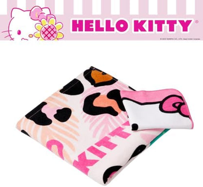 Franco Hello Kitty Kids Bath/Pool/Beach Soft Absorbent Cotton Terry Towel with Washcloth 2 Piece Set, 50 in x 25 in, (Officially Licensed Product)