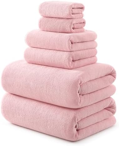 REDKISS Pack of 6 Pink Towel Set - 2 Extra Large Bath, 2 Hand, 2 Washcloths, Ultra Soft & Highly Absorbent, Quicker to Dry, Towels for Bathroom, Spa, Hotel, Gym