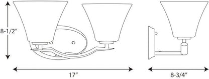 Progress Lighting P2005-20W Bravo Collection Etched Glass Modern Bath Vanity Light, 2-Light, Antique Bronze