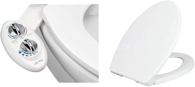 LUXE Bidet NEO 185 White and Elongated Toilet Seat Bundle