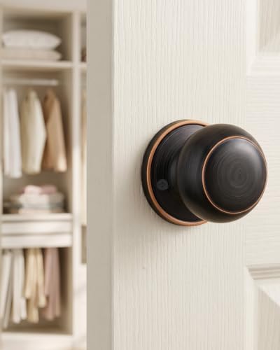 Haidms 3 Pack Oil Rubbed Bronze Door Knobs Dummy, Half Bronze No-Turning Dummy Closet Doors Single-Sided Door Locks (6 Pieces/3 Pairs)