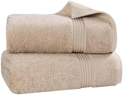 Superior Egyptian Cotton 2-Piece Bath Sheet Towel Set, Oversized Body Towels For Adults And Kids, Large Towel For Bath, Shower, Guest Bathroom, Spa, Gym, Resort, Essentials, Airbnb, Taupe