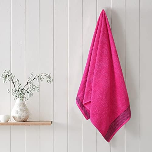 BELIZZI HOME Ultra Soft 2 Pack Oversized Bath Towel Set, 28x55 inches, 100% Cotton, Large, Hot Pink