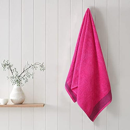 BELIZZI HOME Ultra Soft 2 Pack Oversized Bath Towel Set, 28x55 inches, 100% Cotton, Large, Hot Pink