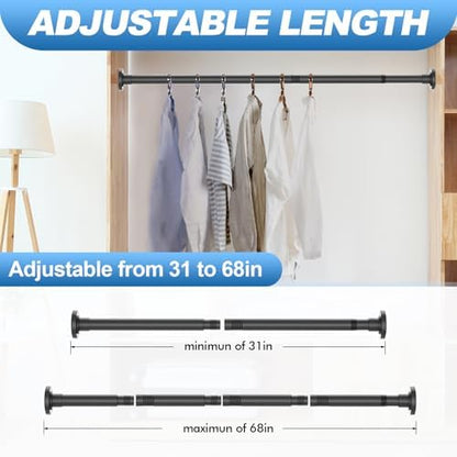 CorkLatta 2 Pack Heavy Duty Black Shower Curtain Rod 31 to 68 Inch