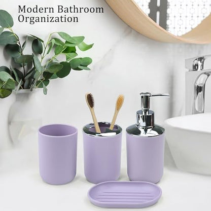 CERBIOR Bathroom Accessories Set 6 Piece Bath Ensemble,Purple