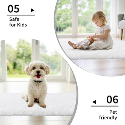 Disolla White Bathroom Rug 24x48 - Non-Slip Plush Thick Bath Mat, Highly Absorbent & Ultra Soft Fluffy Floor Mat, Machine Washable for Shower and Tub