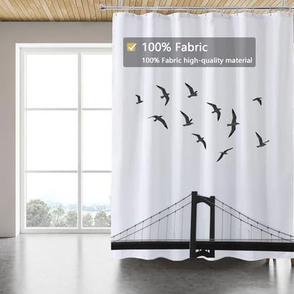 LLSCL Fabric Shower Curtain Liner with Magnets, Waterproof Hotel Quality, 72 x 72 Machine Washable