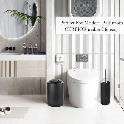 CERBIOR Bathroom Accessories Set 6 Piece Bath Ensemble, Shiny Black