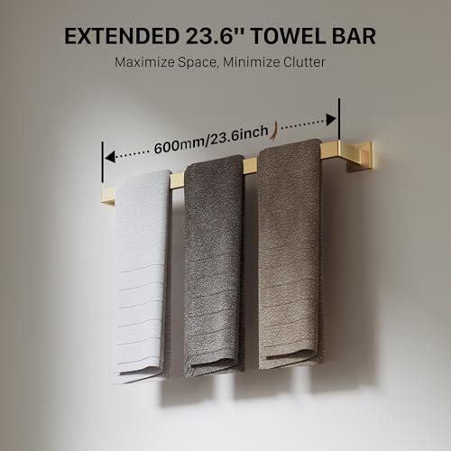 15-Piece 23.6 Inch Brushed Gold Bathroom Hardware Accessories Set