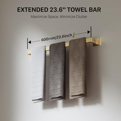 15-Piece 23.6 Inch Brushed Gold Bathroom Hardware Accessories Set
