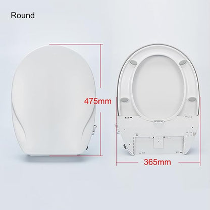 Non-Electric Bidet Toilet Seat Attachment with Dual Nozzles, Quiet Slow Close Toilet Seat, Adjustable Water Pressure, Easy Installation (Round)