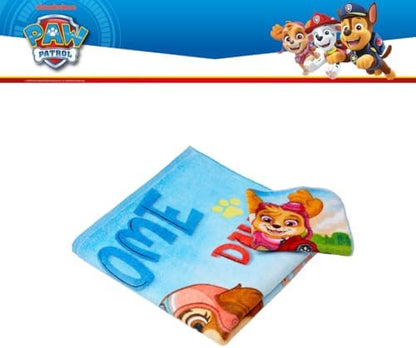 Paw Patrol Kids Bath/Pool/Beach Soft Absorbent Cotton Terry Towel with Washcloth 2 Piece Set, 50 in x 25 in, (Officially Licensed Product) by Franco