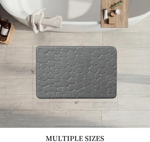 YIHOUSE Memory Foam Cobblestone Rugs Super Water Absorbent Bath Mats for Bathroom Machine Washable Bath Rugs(20x32,Dark Gray)