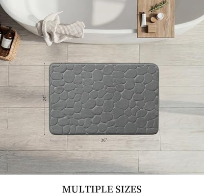 YIHOUSE Memory Foam Cobblestone Rugs Super Water Absorbent Bath Mats for Bathroom Machine Washable Bath Rugs(20x32,Dark Gray)
