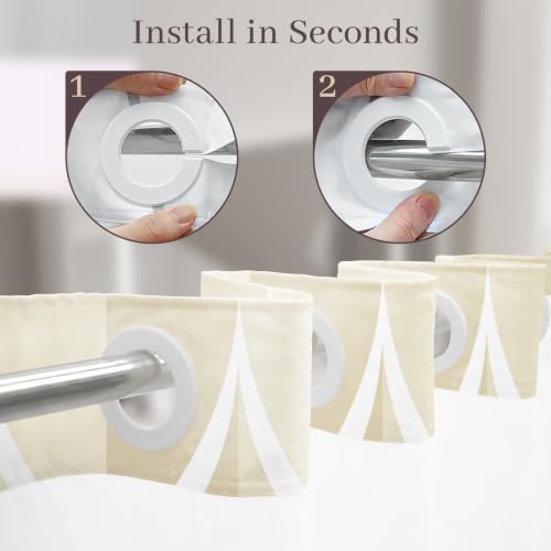 Yiatn Ivory No Hook Shower Curtain with Snap-in Liner, 71 x 74 Inch