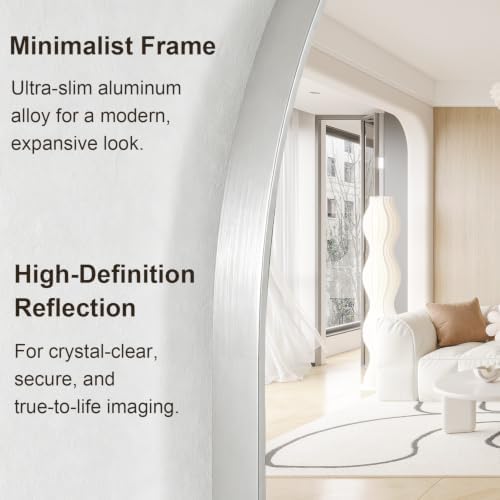 Arched Wall Mirror for Bathroom, 30"x40" Arched Mirror Wall Mounted Mirror with Metal Frame, Silver Vanity Mirror Decor for Mantle, Bedroom, Entryway, Living Room