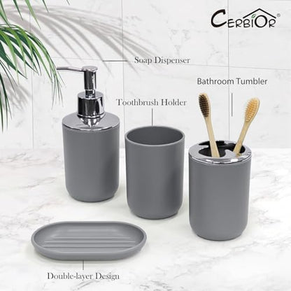 CERBIOR Bathroom Accessories Set 6 Piece Bath Ensemble,Light Grey