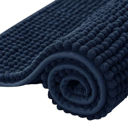 SUBRTEX Bathroom Rugs, 24" x 36" Chenille Bath Rug Soft Short Plush Bath Mat Soft Shower Mat Water Absorbent Shower Mat Quick Dry Machine Washable, Navy